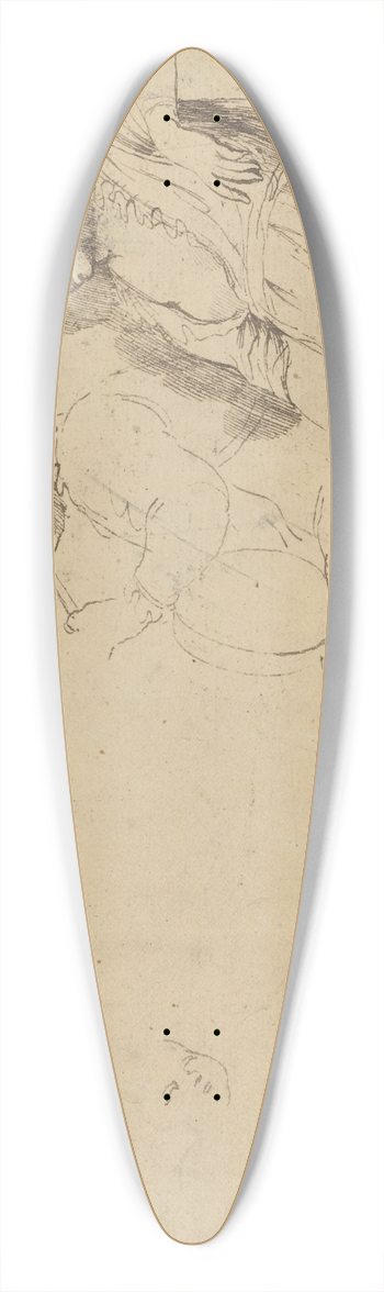 John Hamilton Mortimer - Study for The Rustic Dancers 39.3 inch art pintail longboard deck