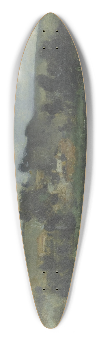 John Henry Twachtman - French River Scene 39.3 inch art pintail longboard deck