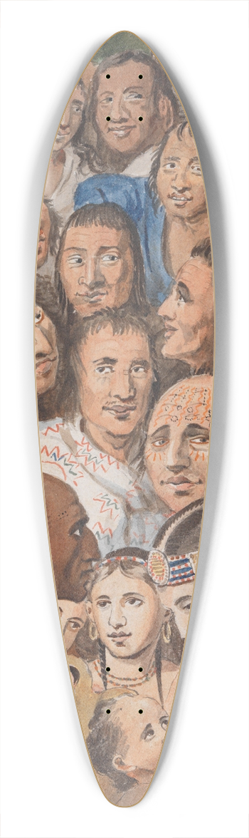 John Lewis Krimmel - Tableau of Indian Faces 39.3 inch art pintail longboard deck