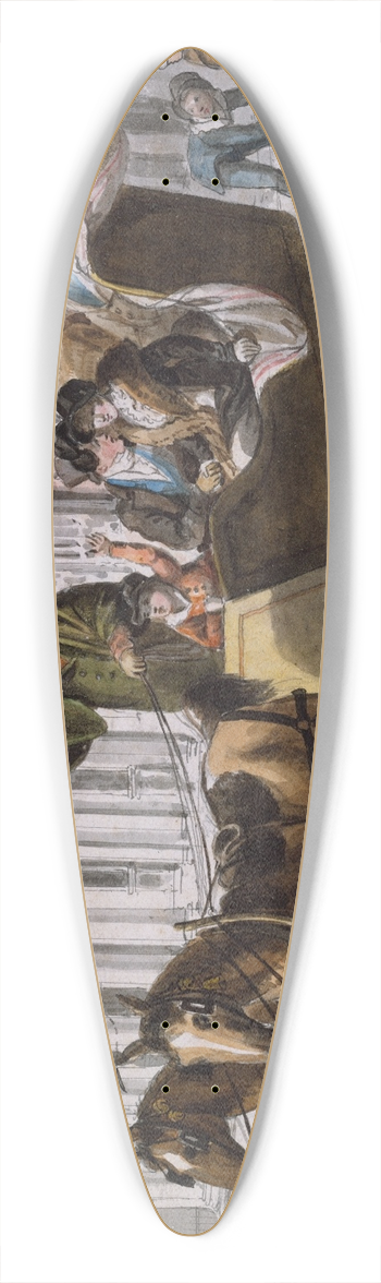 John Lewis Krimmel - Winter Scene in PhiladelphiaThe Bank of the United States in the Background 39.3 inch art pintail longboard deck