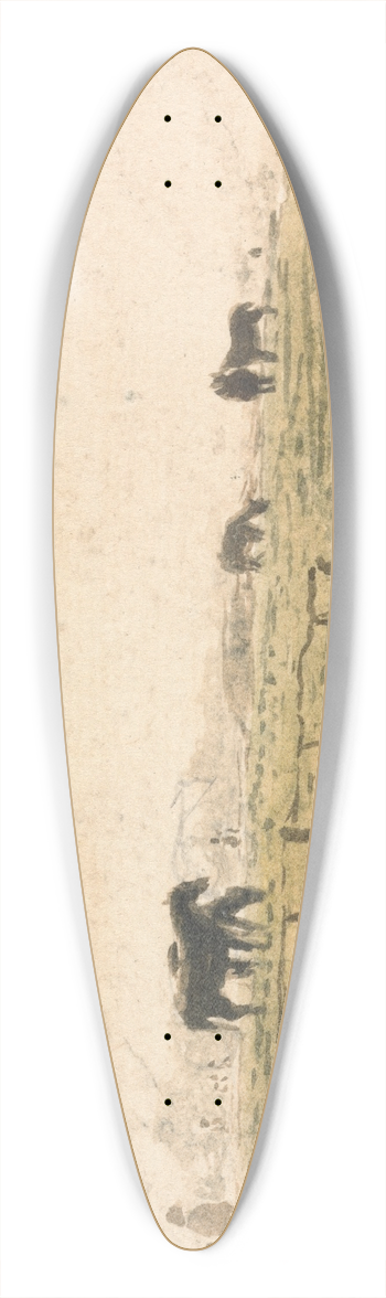John Linnell - Horses in a Paddock 39.3 inch art pintail longboard deck
