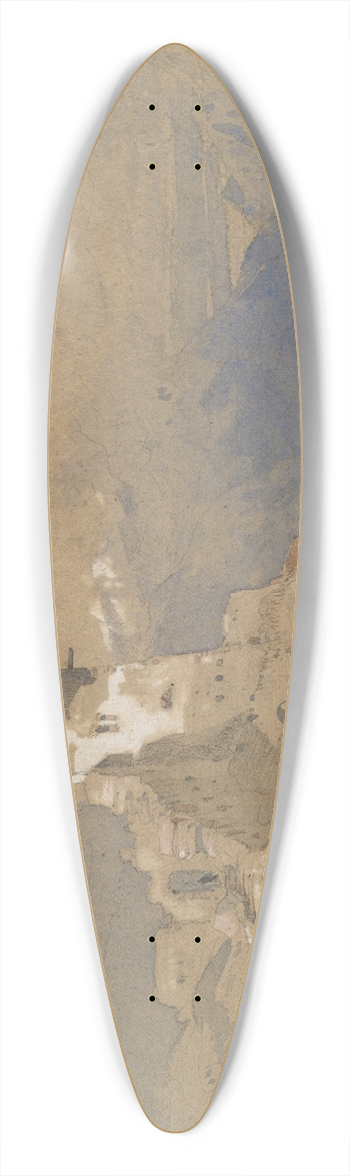 John Ruskin - Italian mountain scene 39.3 inch art pintail longboard deck