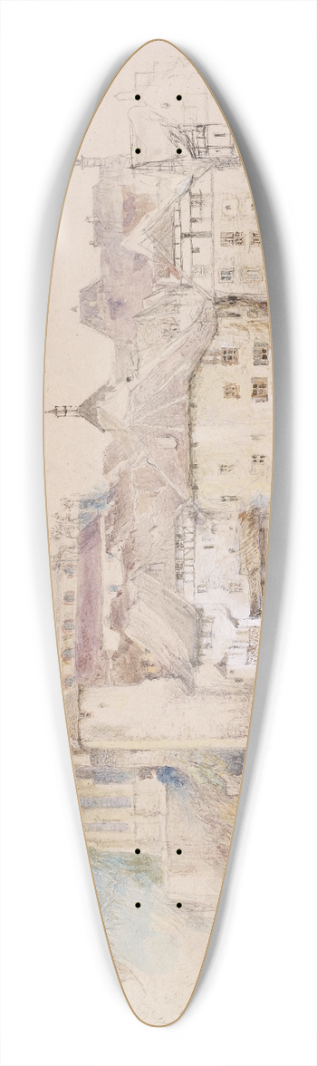 John Ruskin - Lauffenburg on the Rhine 39.3 inch art pintail longboard deck
