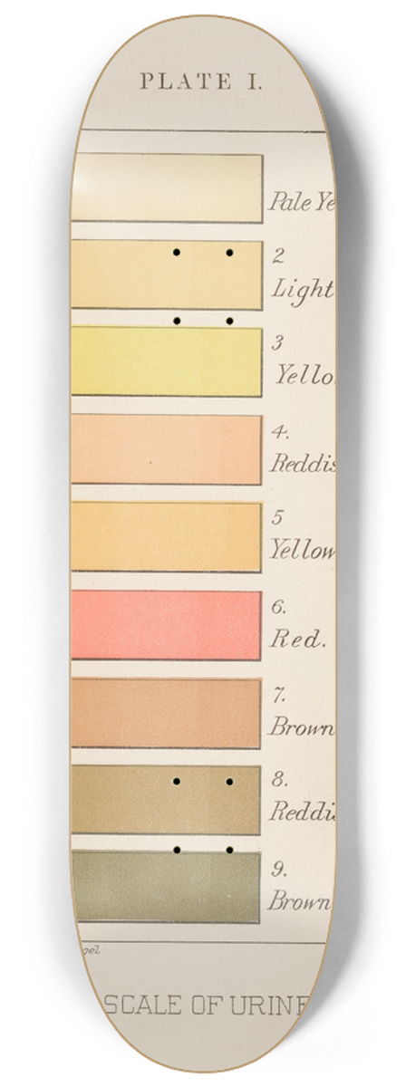 Charles Wesley Purdy - Plate I: Vogels Scale of Urine Tints 8.25 inch art skate deck