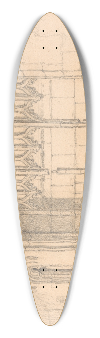 John Sell Cotman - A Sedilia in Upwell Church, Norfolk 39.3 inch art pintail longboard deck