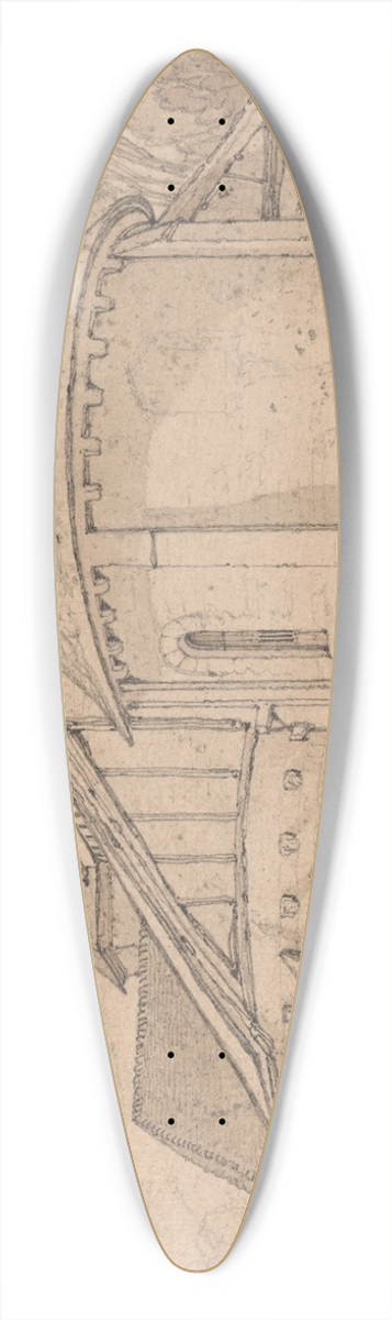 John Sell Cotman - East End of the Abbey Church of St. Paul at Rouen, Normandy 39.3 inch art pintail longboard deck