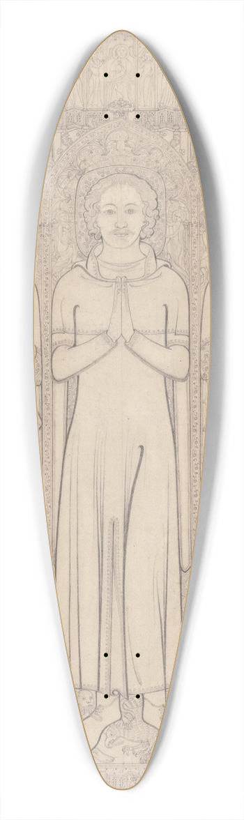 John Sell Cotman - The Sepulchral Brass of Robert Braunche and His Two Wives in Saint Margarets Church, Lynn, Norfolk, 1364 39.3 inch art pintail longboard deck