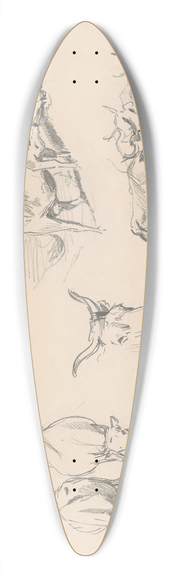 John Singer Sargent - Studies of Cattle 39.3 inch art pintail longboard deck