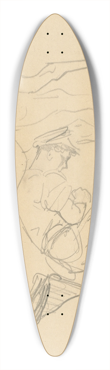 John Singer Sargent - Study for Shoeing Calvary Horses at the Front (verso) 39.3 inch art pintail longboard deck