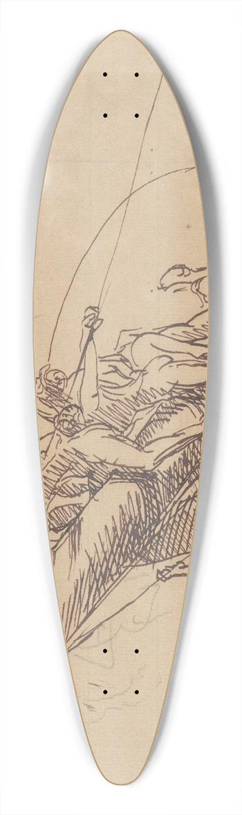 John Singleton Copley - Study for The Defeat of the Floating Batteries at Gibraltar 39.3 inch art pintail longboard deck