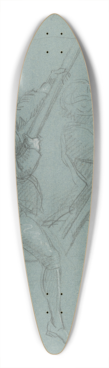 John Singleton Copley - Two Studies of a Man Astride a Cannon 39.3 inch art pintail longboard deck