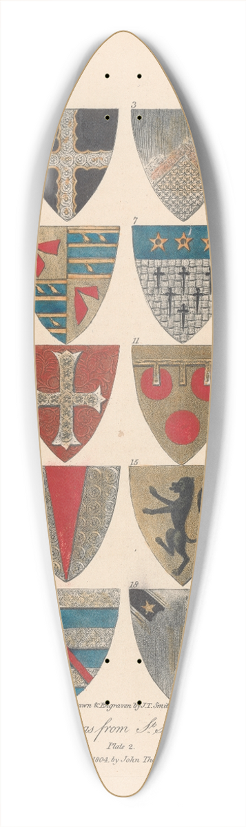 John Thomas Smith - Armorial Bearings from St. Stephens Chapel 39.3 inch art pintail longboard deck