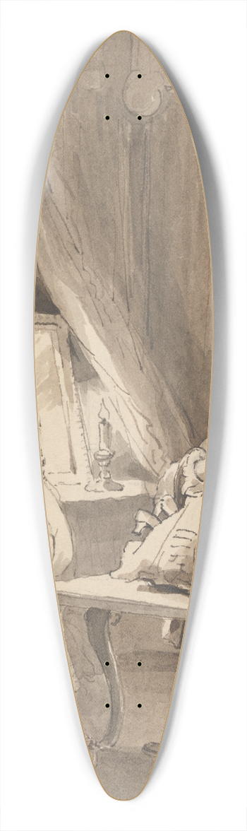 John Thomas Smith - Hogarth After His Wife had Put on a New Night Shirt, Ties up Her Things to Send to Sir James Thornhill with a Letter 39.3 inch art pintail longboard deck