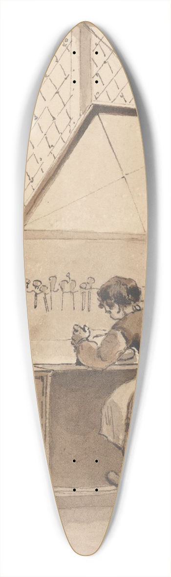 John Thomas Smith - Hogarth Engraving His Masters Shop-bill the Sign of the Angel 39.3 inch art pintail longboard deck