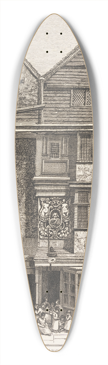 John Thomas Smith - Houses on the South SIde of a Street called London Wall 39.3 inch art pintail longboard deck
