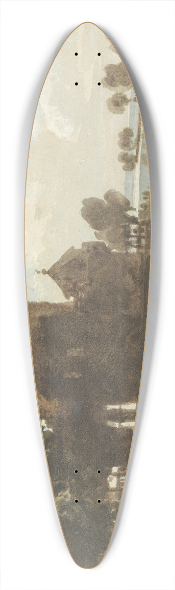 John Varley - A Castle at the Waterside 39.3 inch art pintail longboard deck