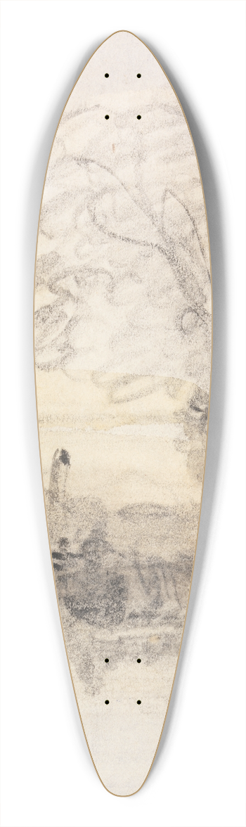 John Varley - Trees Overhanging a River 39.3 inch art pintail longboard deck