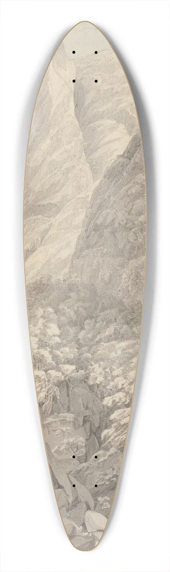 John Webber - Thurshouse Tor from the river Manifold, Derbyshire 39.3 inch art pintail longboard deck