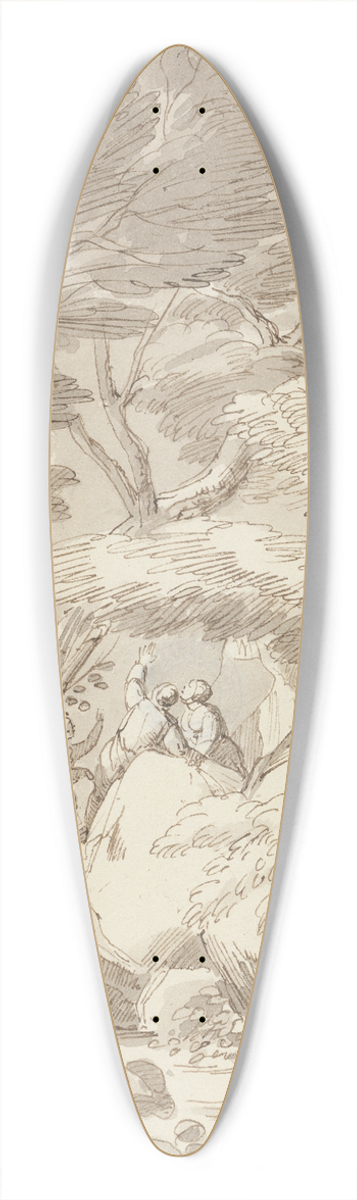 John White Abbott - Figures on a Rocky River Bank at Canonteign, Devon 39.3 inch art pintail longboard deck