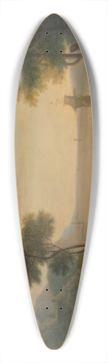 John Wootton - Classical Landscape with Figures and Animals; Sunset 39.3 inch art pintail longboard deck