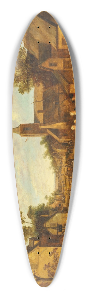 Joost Cornelisz Droochsloot - A village scene with peasants feasting and conversing 39.3 inch art pintail longboard deck