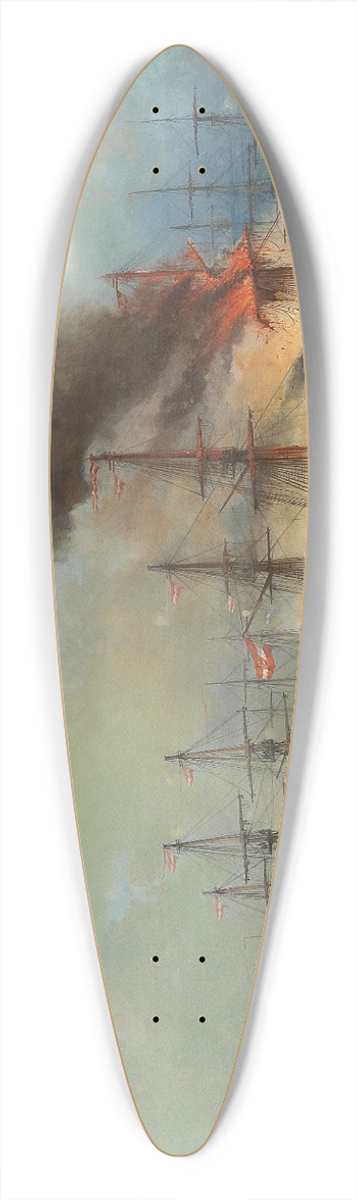 Josef Carl Berthold Pttner - The sea battle at Helgoland on 9 May 1864 39.3 inch art pintail longboard deck