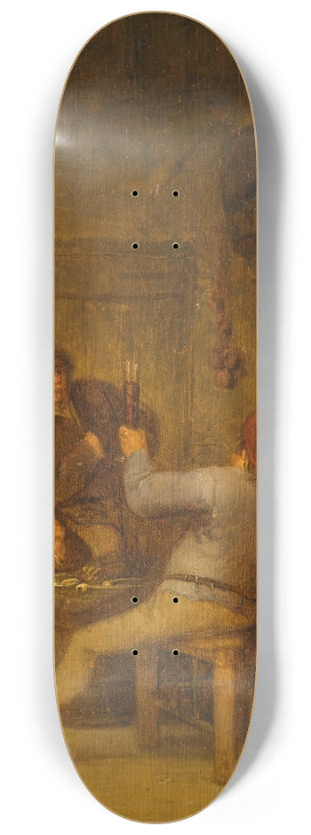 Adriaen van Ostade - Peasants Drinking and Smoking 8.25 inch art skate deck