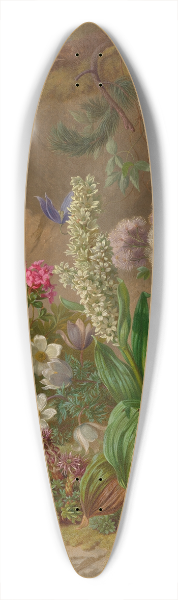 Josef Schuster - Alpenblumen 39.3 inch art pintail longboard deck