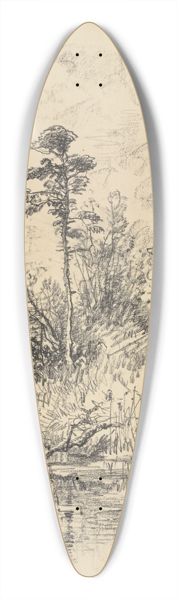 Josef Wenglein - River Landscape 39.3 inch art pintail longboard deck