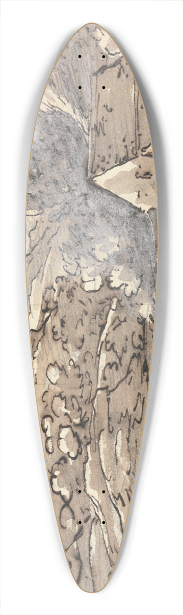 Joseph Farington - A Mill by a Waterfall 39.3 inch art pintail longboard deck