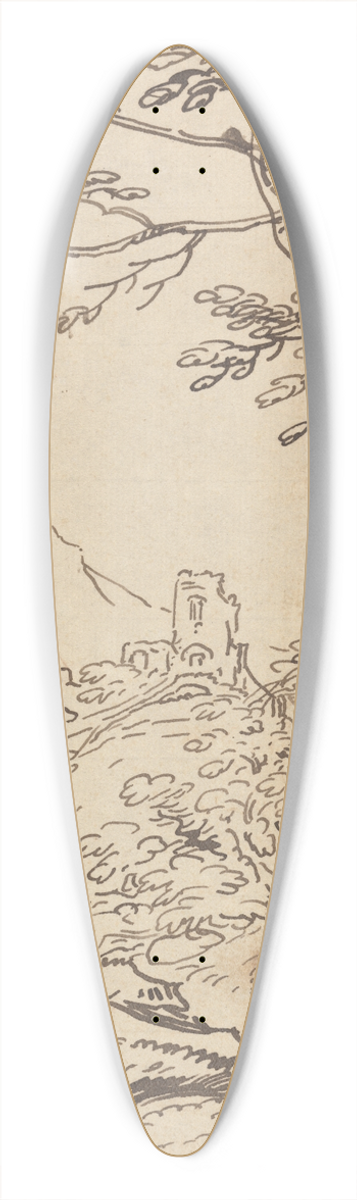 Joseph Farington - Trees and a Distant Castle 39.3 inch art pintail longboard deck