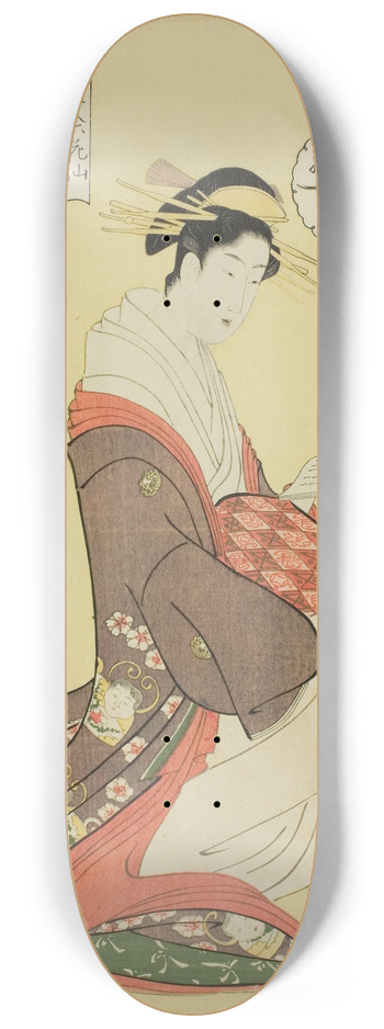 Chbunsai Eishi - Wakana of the Matsubaya, from the series Beauties of the Pleasure Quarters as the Six Floral Immortals (Seiro bijin rokkasen) 8.25 inch art skate deck