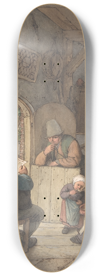 Adriaen van Ostade - Reading the News at the Weavers Cottage 8.25 inch art skate deck