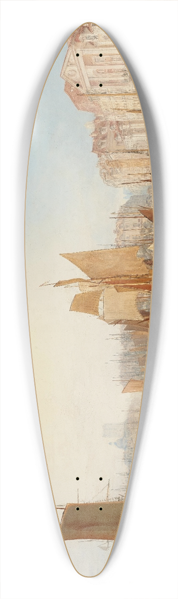 Joseph Mallord William Turner - The Harbor of Dieppe 39.3 inch art pintail longboard deck