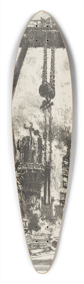 Joseph Pennell - The Old Gun Pit 39.3 inch art pintail longboard deck
