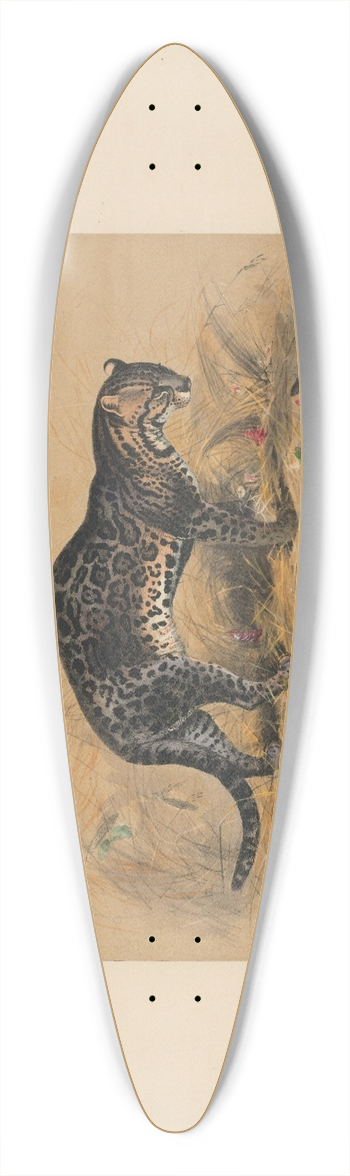 Joseph Wolf - The Painted Ocelot 39.3 inch art pintail longboard deck