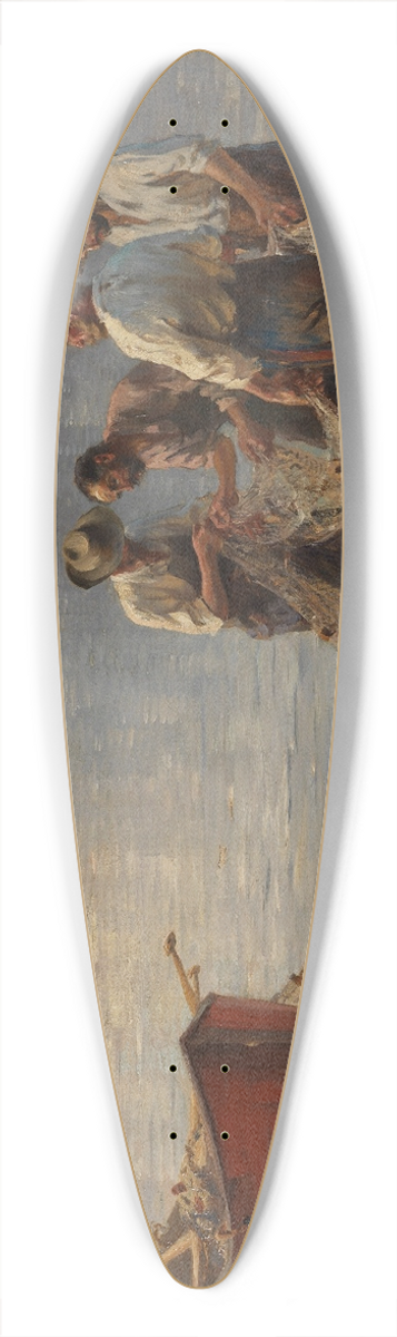 Joseph Wopfner - Netzflickende Fischer am Chiemseeufer 39.3 inch art pintail longboard deck