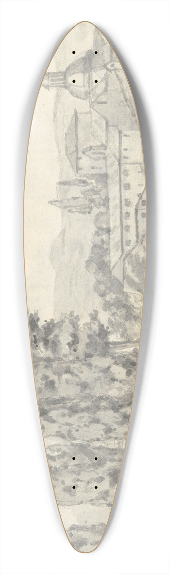Joseph Wright of Derby - Landscape with Villas and a Church 39.3 inch art pintail longboard deck