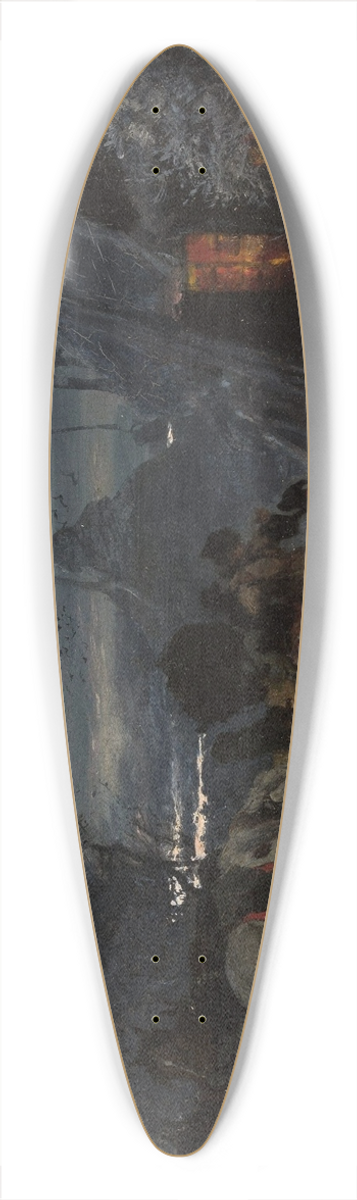 Jozef Chelmonski - Sleigh in front of a hut at night 39.3 inch art pintail longboard deck