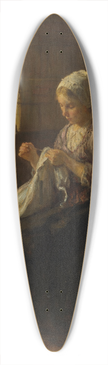 Jozef Israls - The young seamstress 39.3 inch art pintail longboard deck