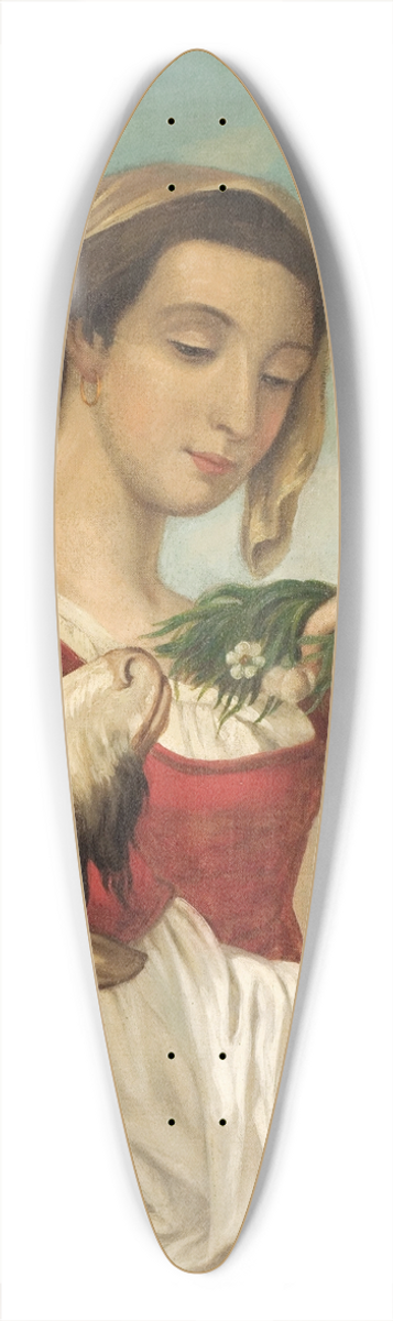 Juan Cordero - Portrait of a Woman with a Goat 39.3 inch art pintail longboard deck