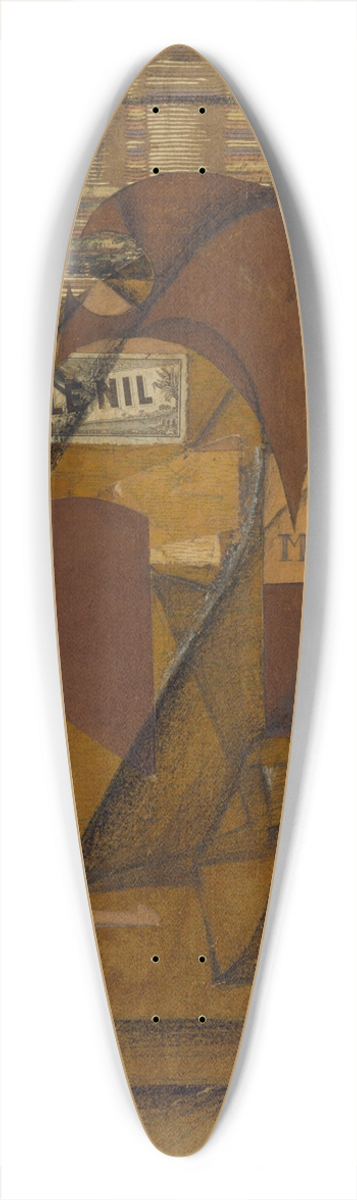 Juan Gris - Bottle of Rum and Newspaper 39.3 inch art pintail longboard deck