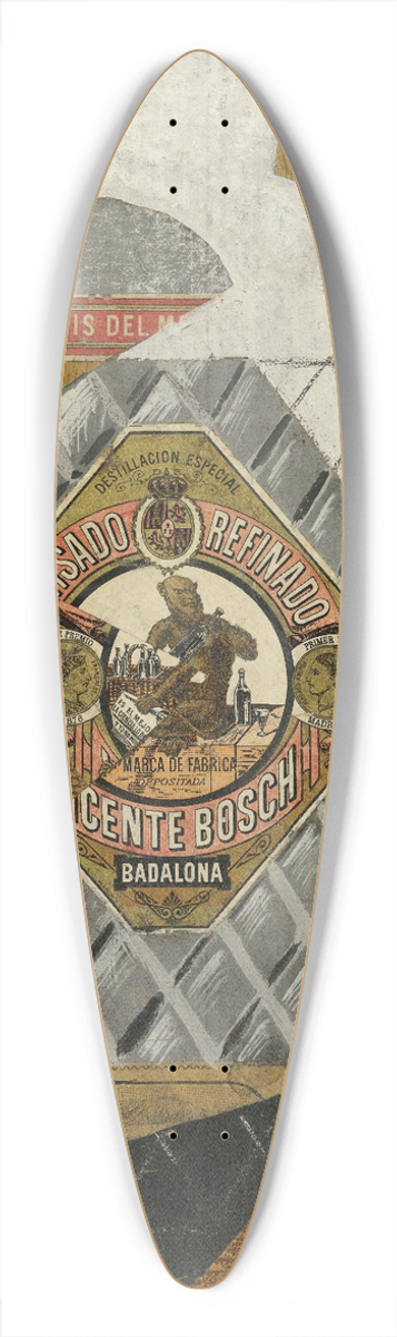 Juan Gris - The Bottle of Ans del Mono 39.3 inch art pintail longboard deck