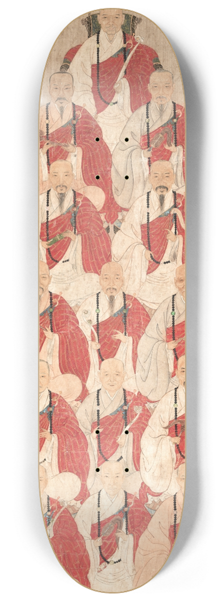 China, Qing dynasty - Portrait of Buddhist Monks of Obaku Sect 8.25 inch art skate deck