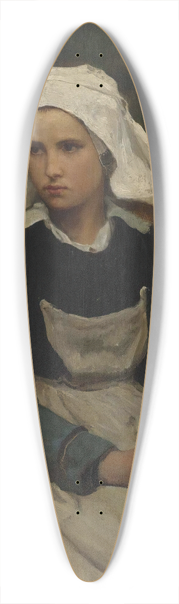 Jules Breton - Young Brittany Girl Knitting 39.3 inch art pintail longboard deck