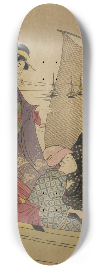 Chokosai Eisho - Women on a Fishing Boat 8.25 inch art skate deck
