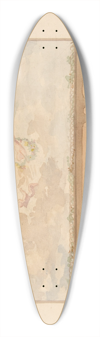 Jules-Edmond-Charles Lachaise - Design for a ceiling painted with a trompe loeil awning and putti in clouds 39.3 inch art pintail longboard deck