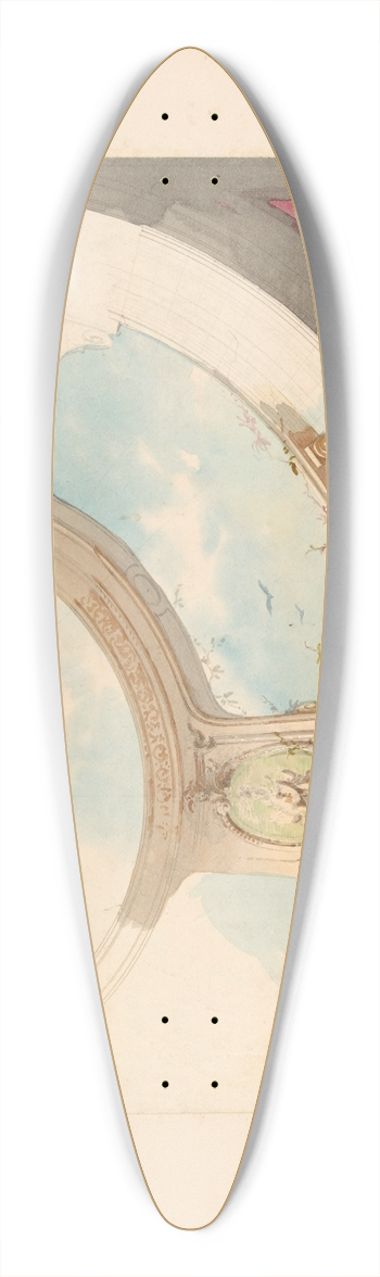 Jules-Edmond-Charles Lachaise - Design for a ceiling with trompe loeil balustrade and sky 39.3 inch art pintail longboard deck