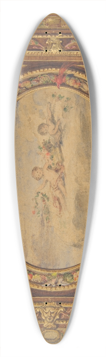 Jules-Edmond-Charles Lachaise - Design for a painted ceiling with putti on clouds in a central oval 39.3 inch art pintail longboard deck