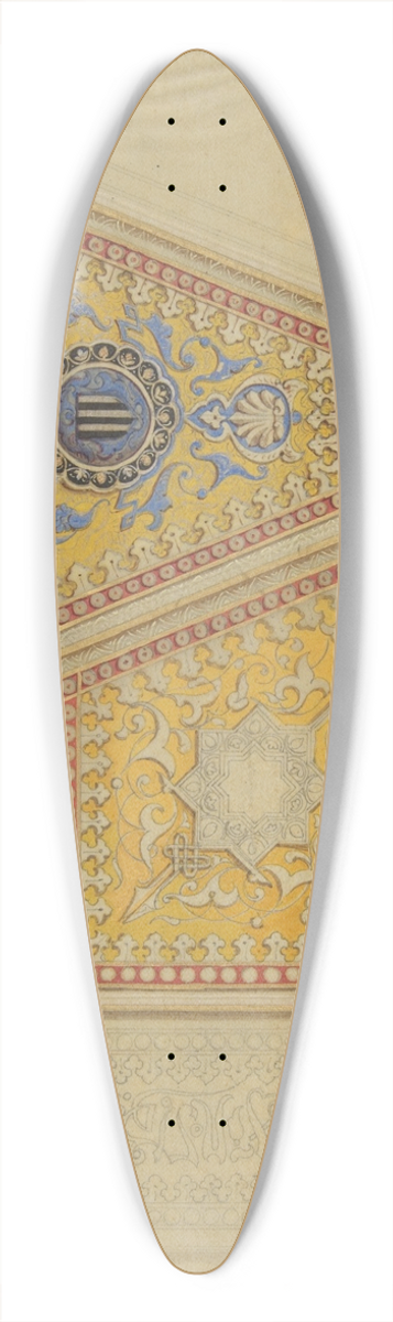 Jules-Edmond-Charles Lachaise - Design for the painted decoration of a coffered ceiling 39.3 inch art pintail longboard deck
